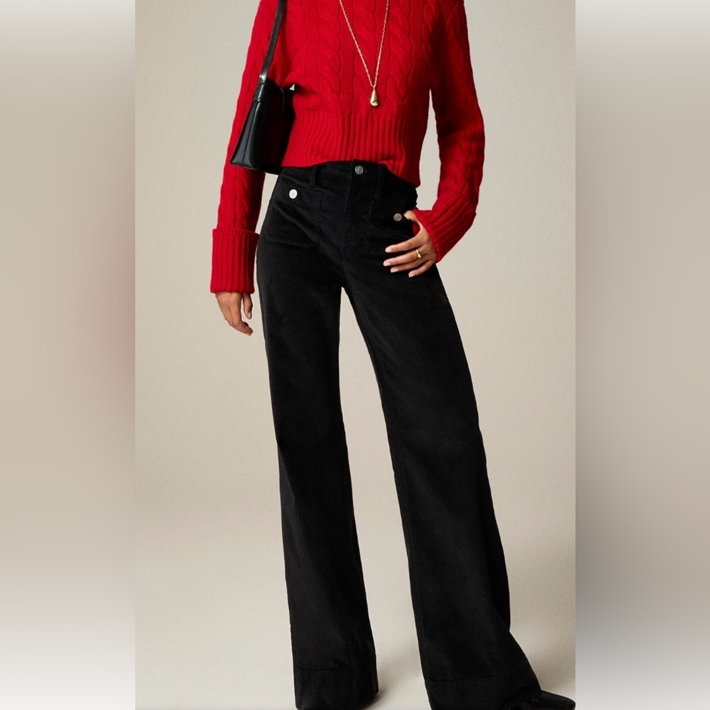 Velvet wide leg pants in black j crew-27 regular